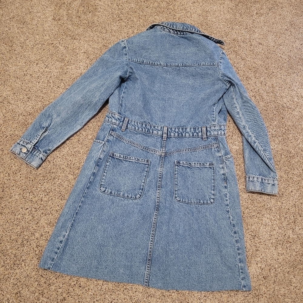 Denim Button-Front Long Sleeve Dress - Light Blue - Picture 5 of 5